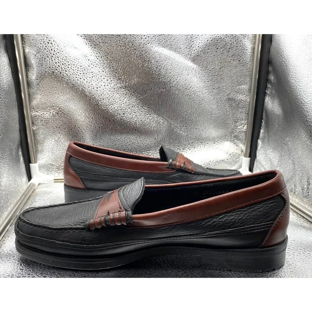 Sebago Broadway 91-7063 Two-Tone Black Brown Leather Penny Loafers Men 10 3E Box